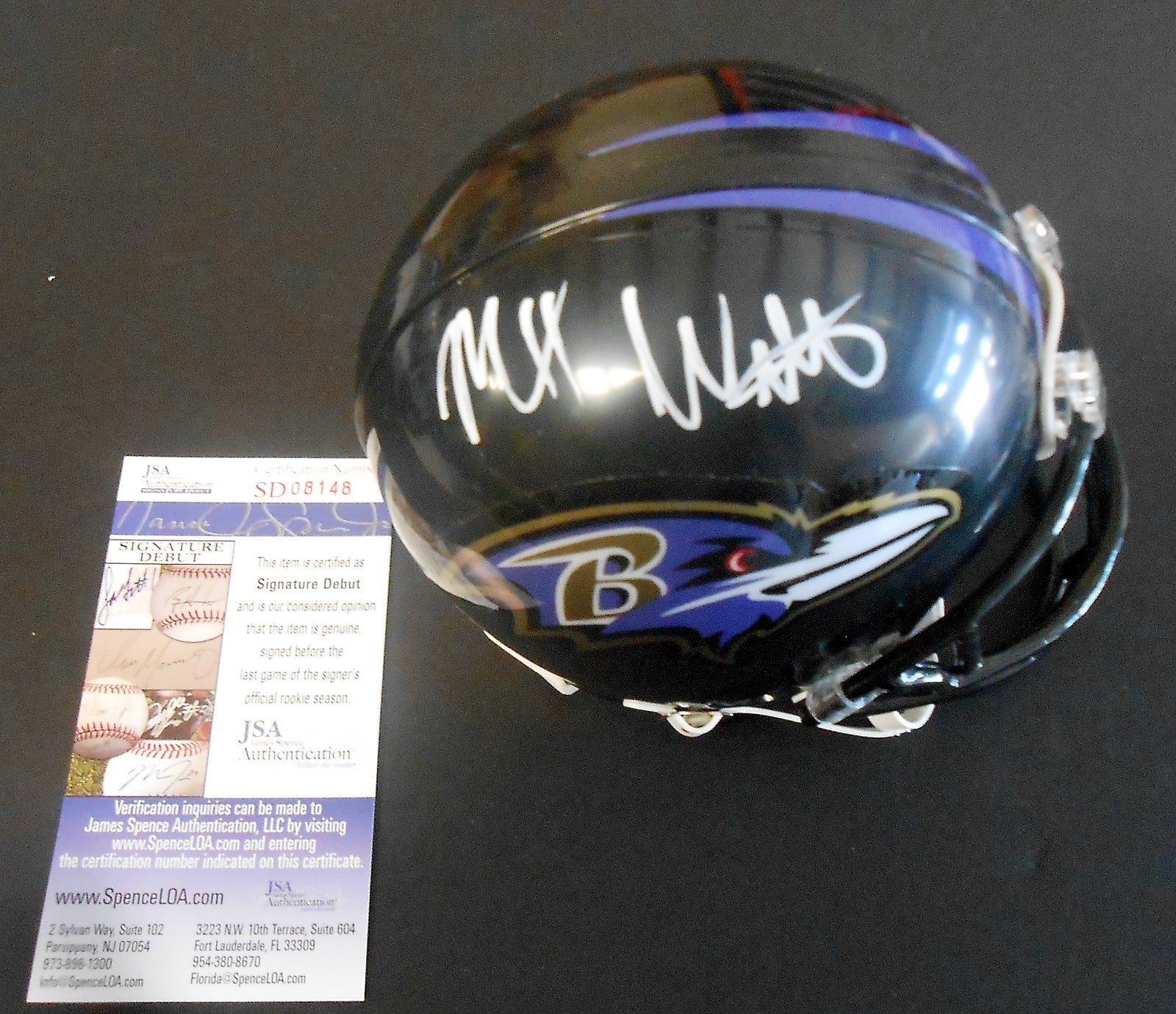 Maxx Williams Signed Baltimore Ravens Mini Helmet w/JSA COA Signature Debut