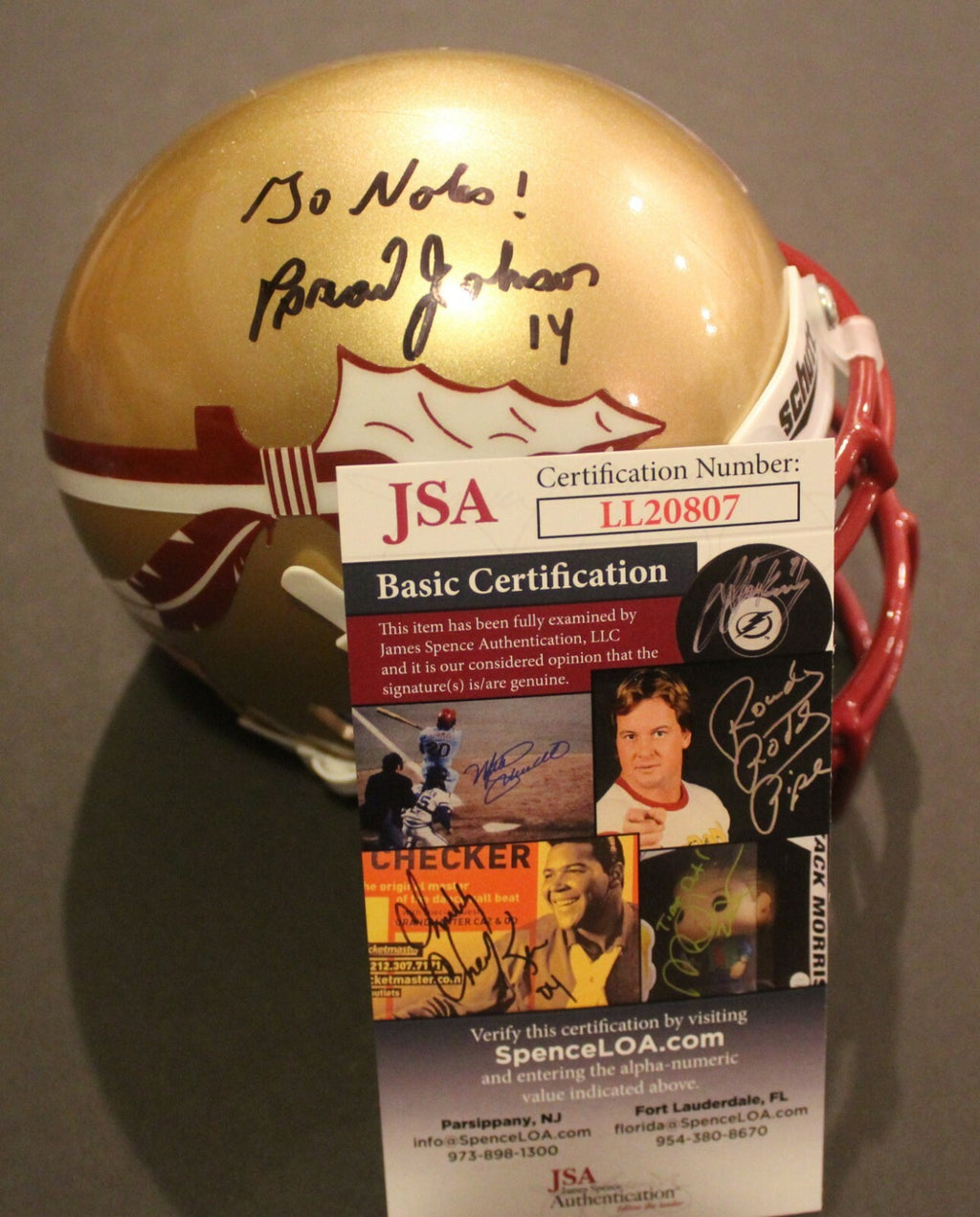 Brad Johnson Signed Florida State Mini Football Helmet w/JSA COA LL20807