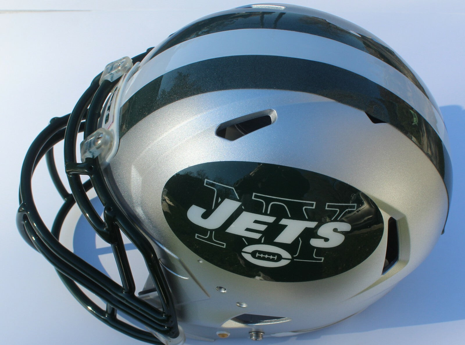 New York Jets Custom Speed Blaze Football Helmet QB Decals Used Sam Darnold