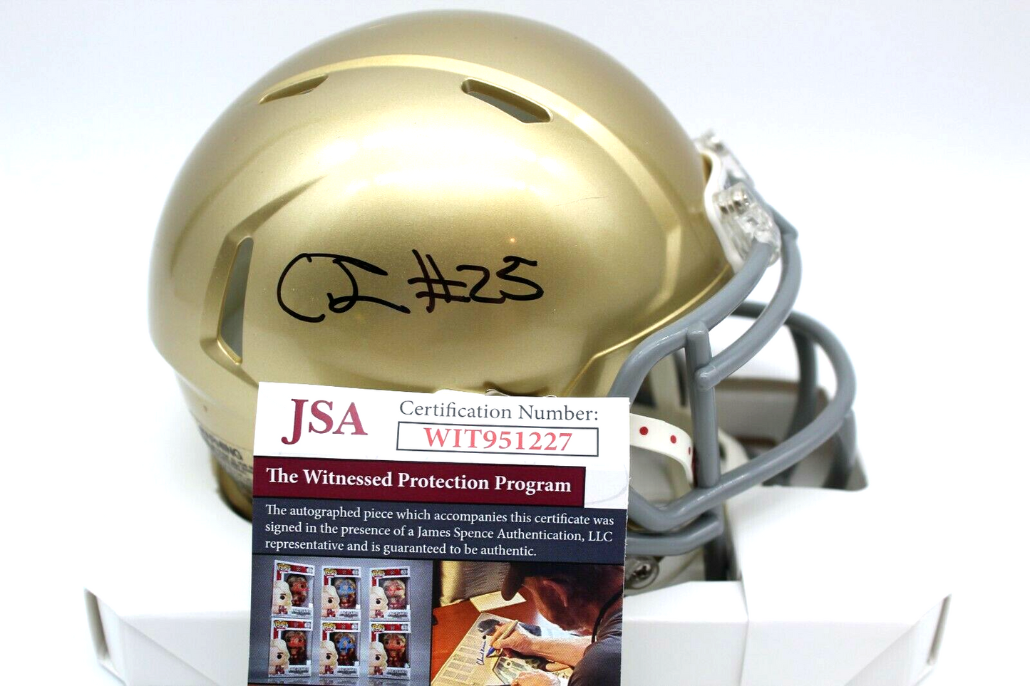 Chris Tyree Signed Notre Dame Fighting Irish Mini Football Helmet w/JSA COA