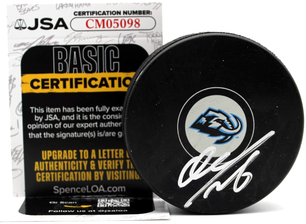 Dmitri Simashev Signed Utah Mammoth Hockey Puck w/JSA COA CM05098