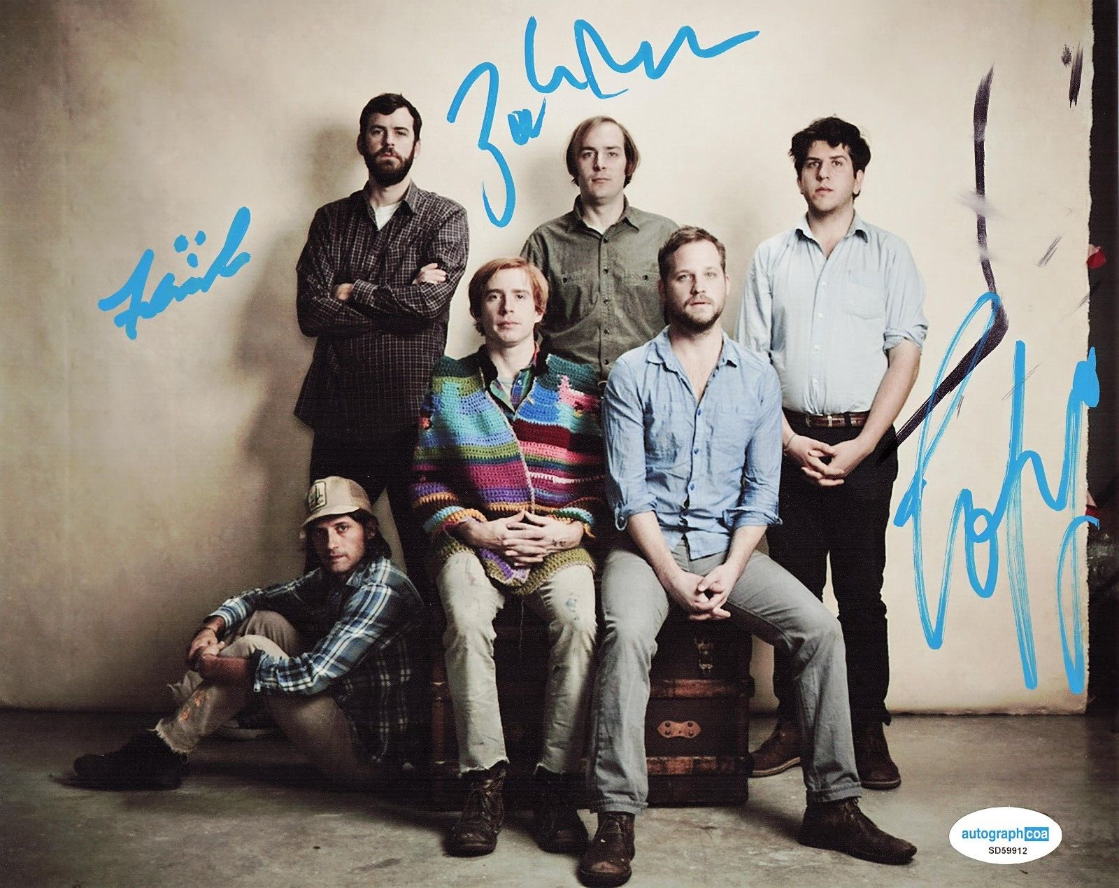 Dr. Dog Group Signed 8x10 Photo ACOA SD59912 Zach Miller Scott McMicken McElroy