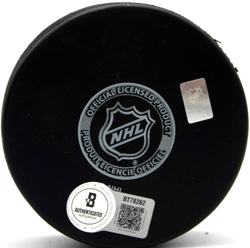 Mason West Signed Chicago Blackhawks Hockey Puck w/Beckett BAS COA BT78262
