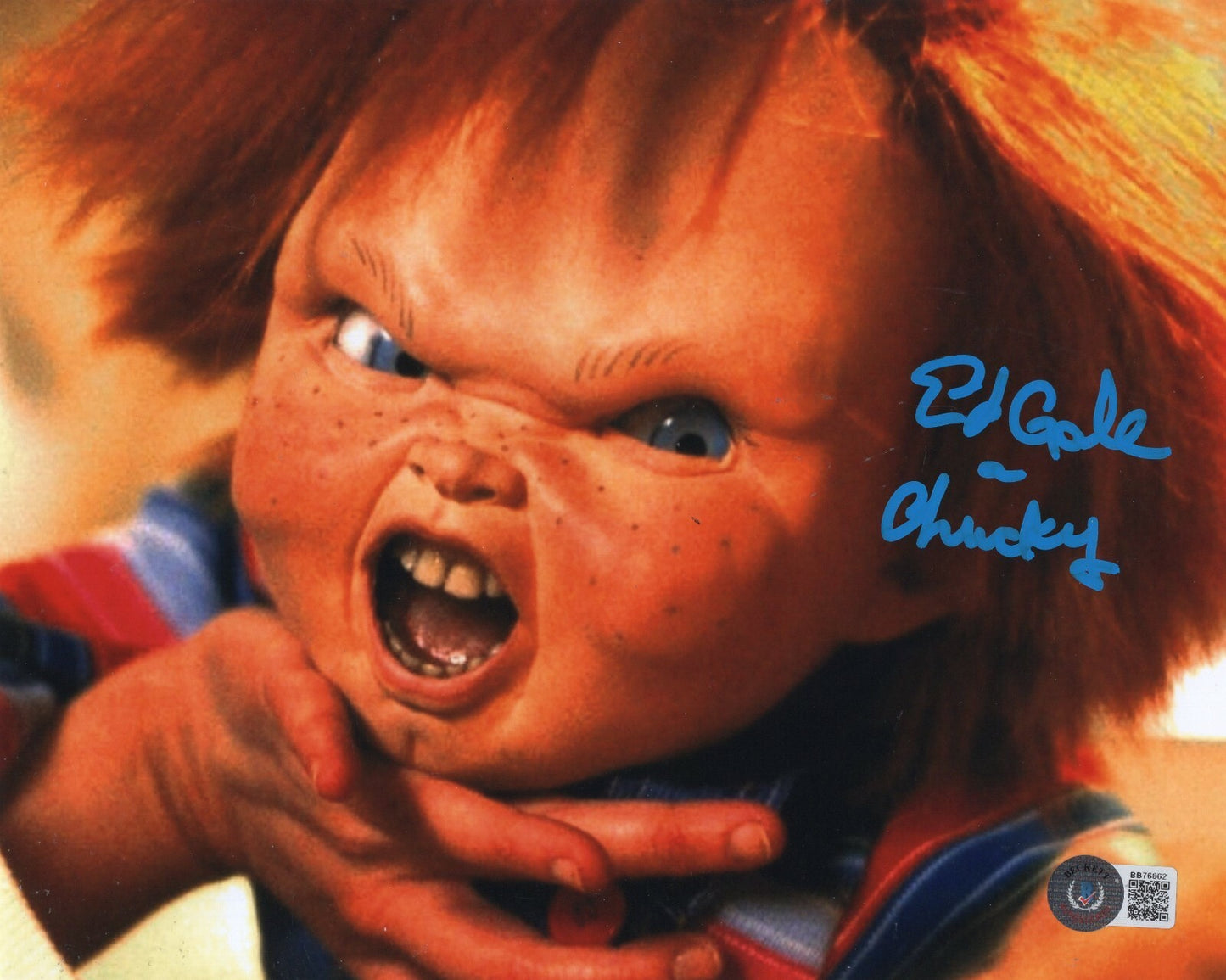 Ed Gale Signed Child's Play Movie Chucky 8x10 Photo w/Beckett COA BB76862