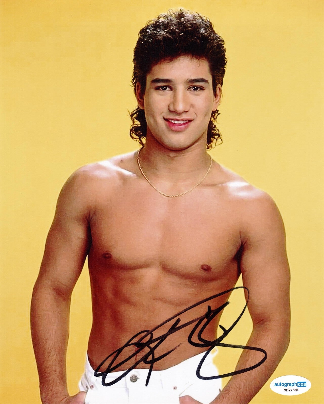 Mario Lopez Signed Saved  By The Bell AC Slater 8x10 Photo w/ACOA SD27300