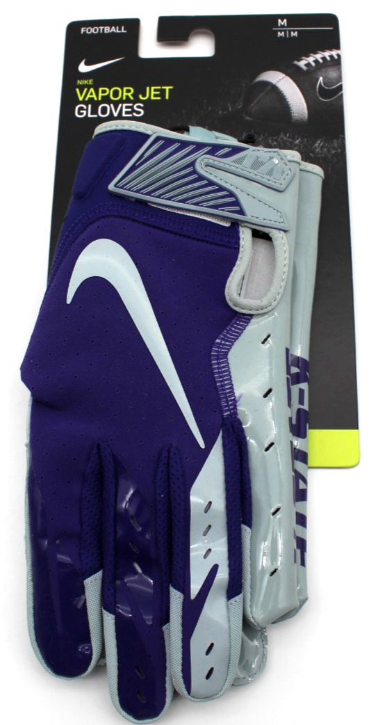 Nike Promo Vapor Jet Football Gloves Kansas State PGF742 Size Medium Purple Gray