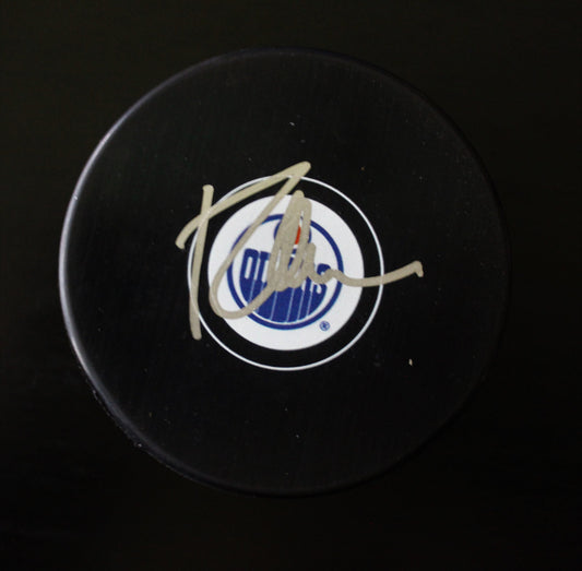 Todd McLellan Signed Edmonton Oilers Autograph Puck w/COA 2017 
