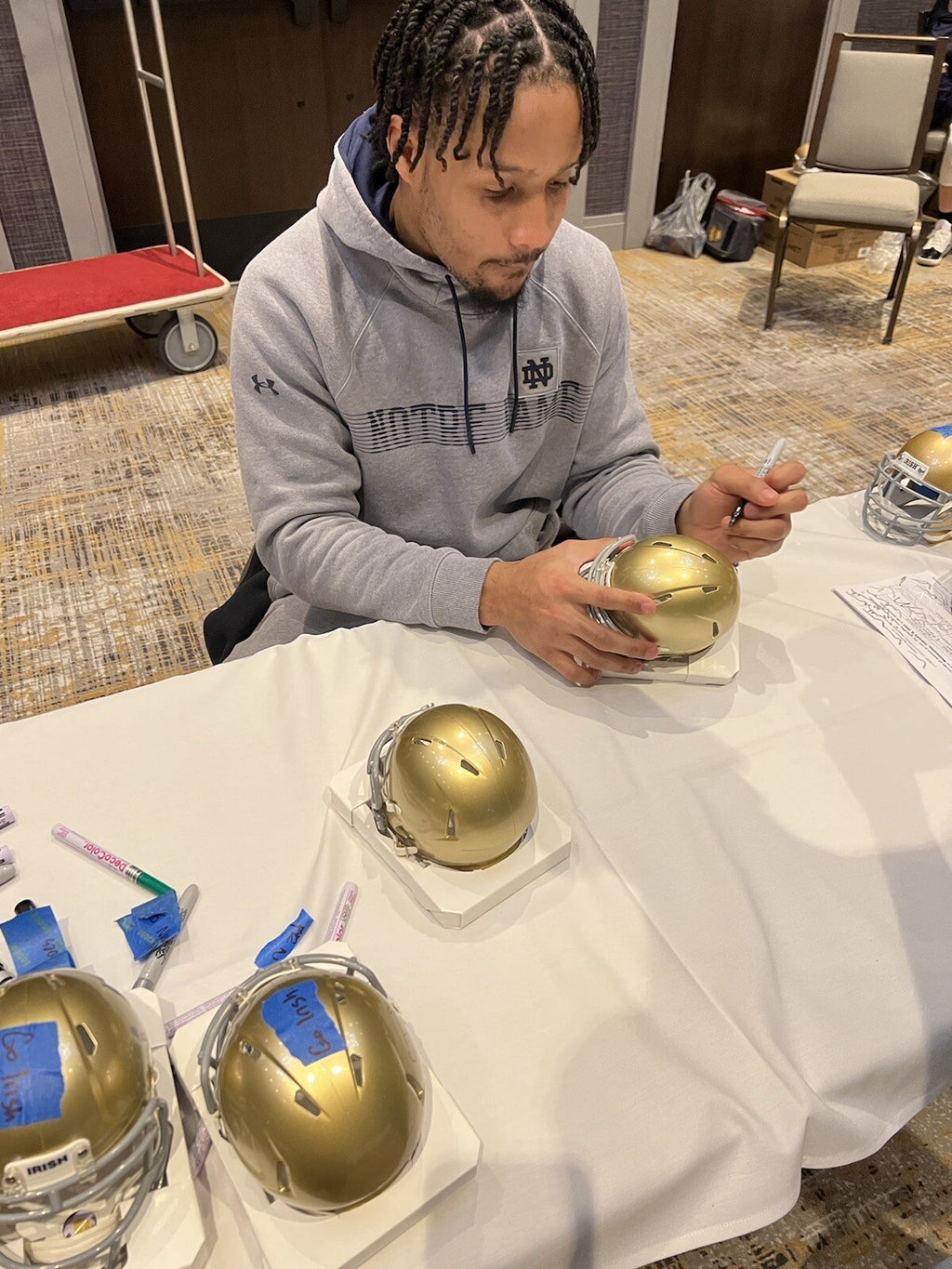Chris Tyree Signed Notre Dame Fighting Irish Mini Football Helmet w/JSA COA