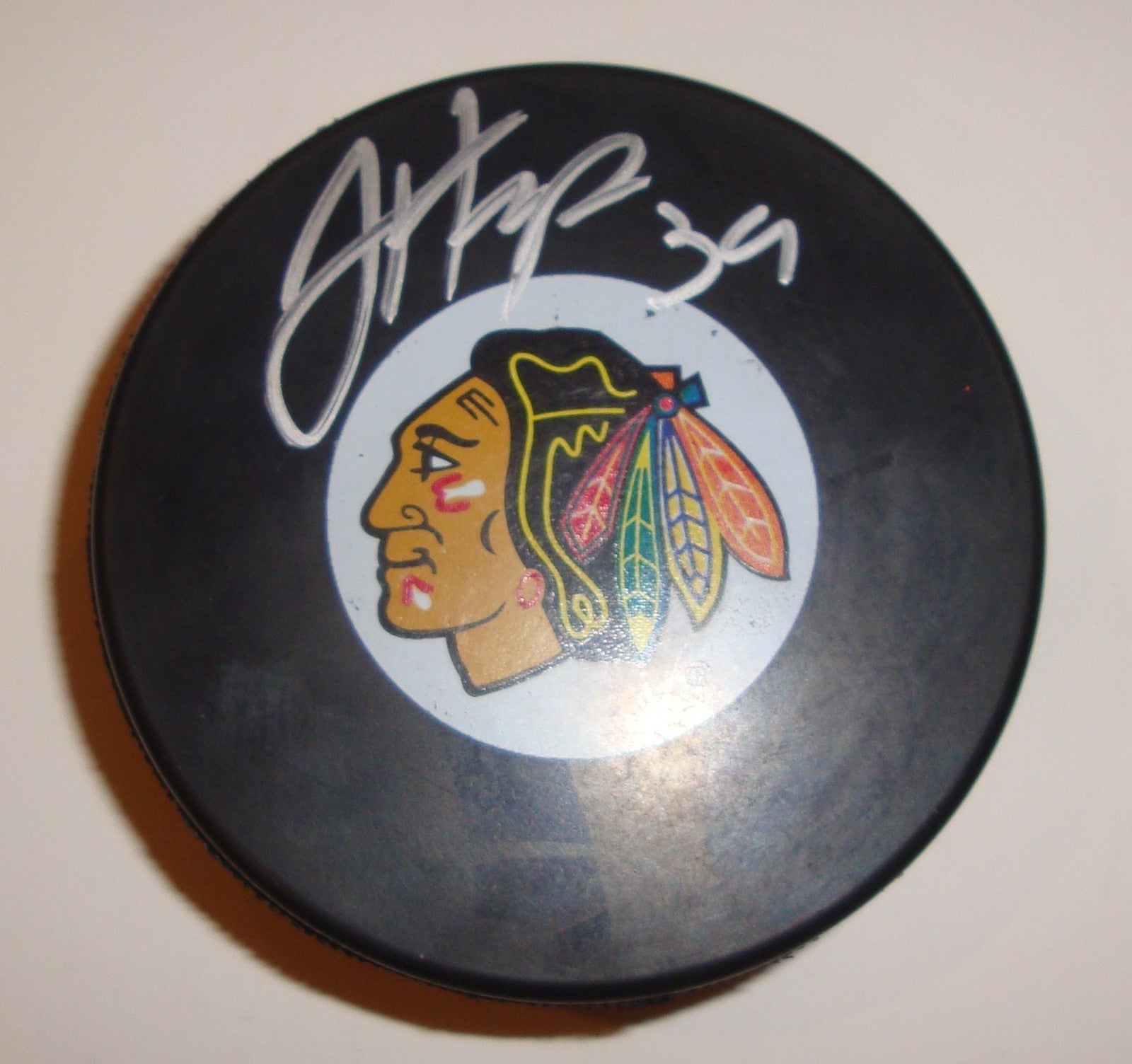 Jimmy Hayes Signed Puck w/COA Chicago Blackhawks Autograph Souvenir 2011 A