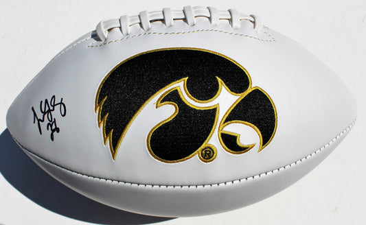 Toren Young Signed Iowa Hawkeyes Logo Football w/COA C #1