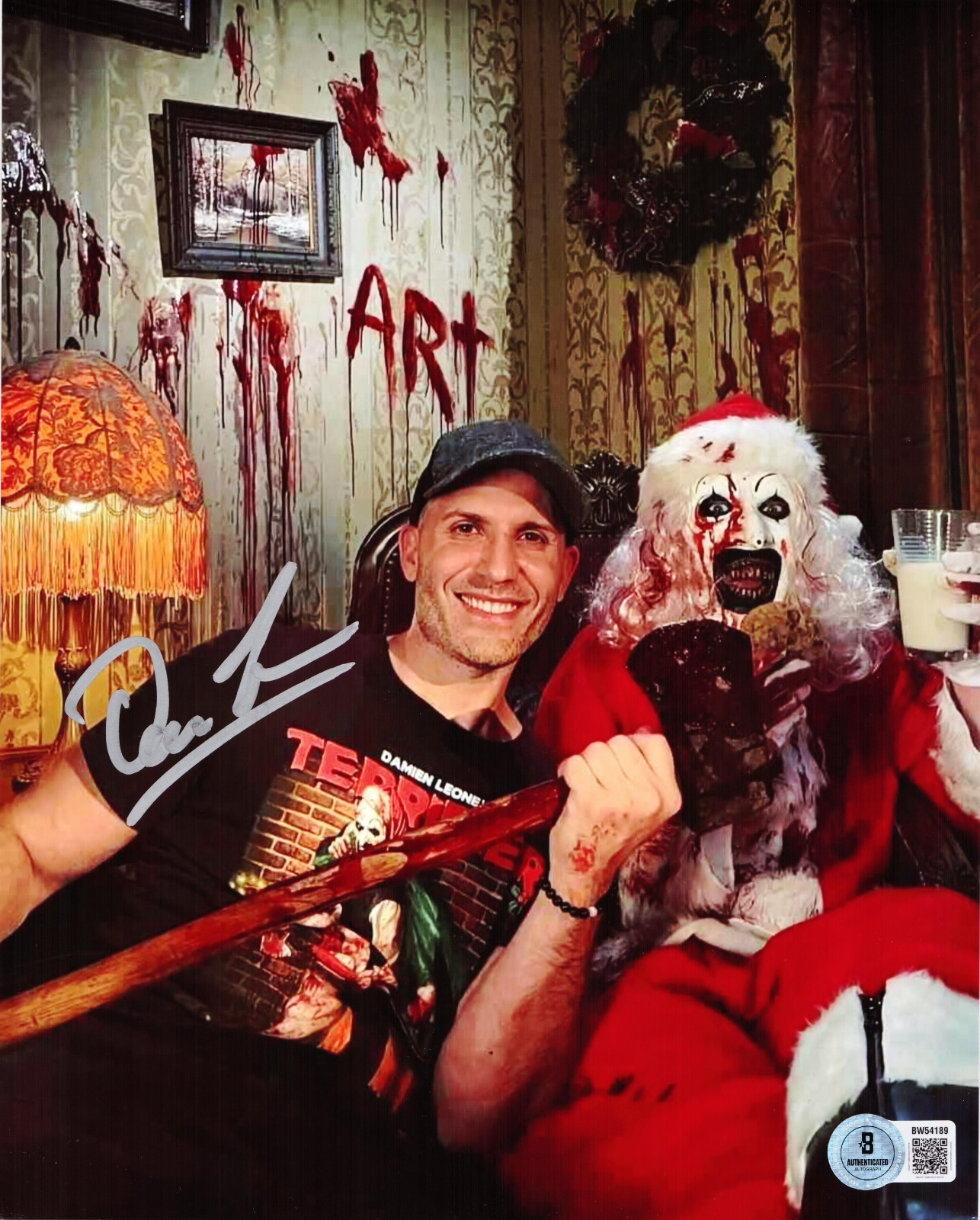 Damien Leone Signed Terrifier Art the Clown 8x10 Photo w/Beckett BAS BW54189