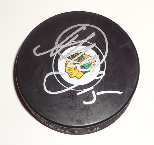 Artem Anisimov signed 2016-17 Chicago Blackhawks souvenir puck w/coa Logo Puck