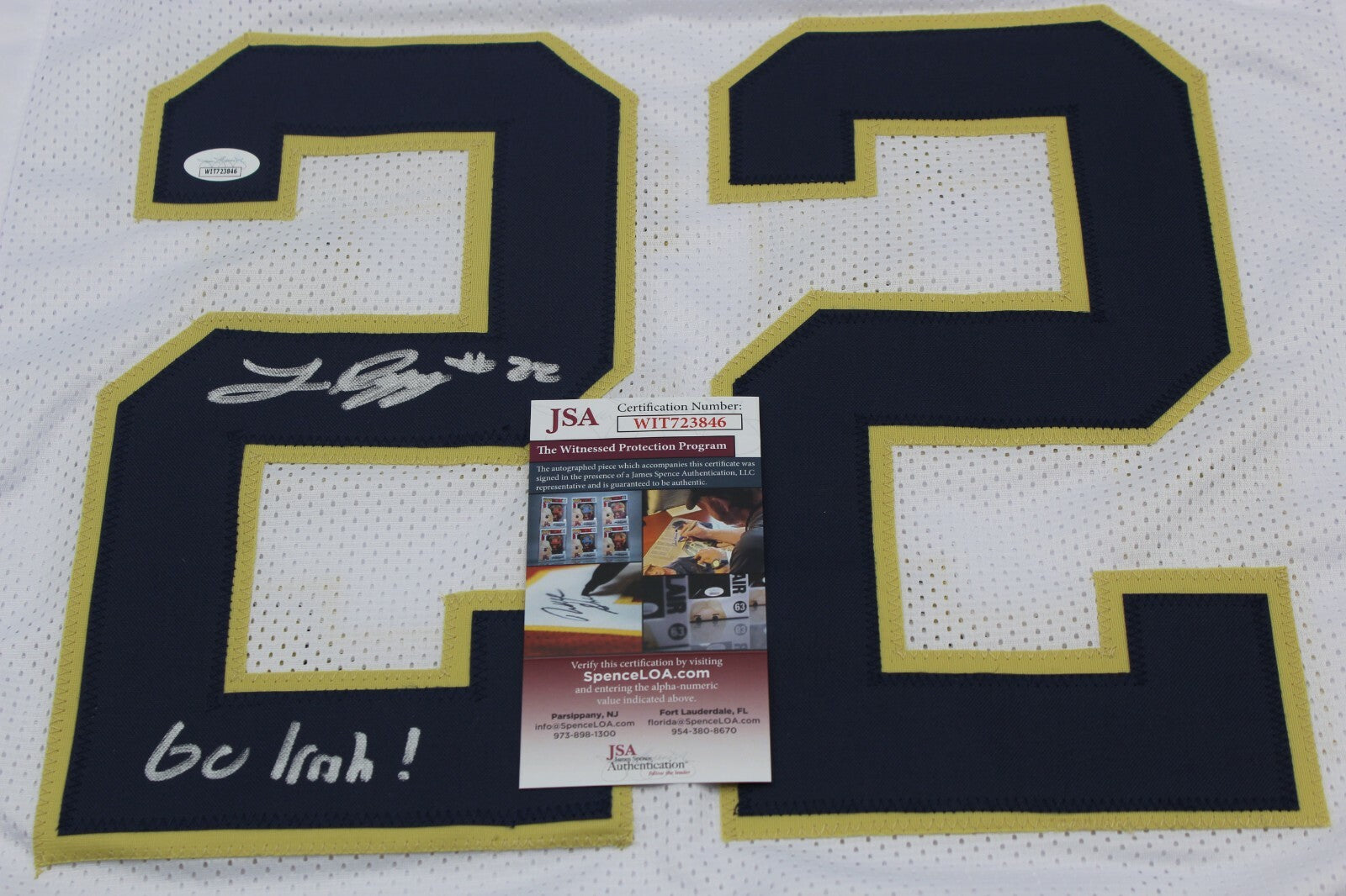 Logan Diggs Signed Custom White Notre Dame Football Jersey w/JSA COA Go Irish!