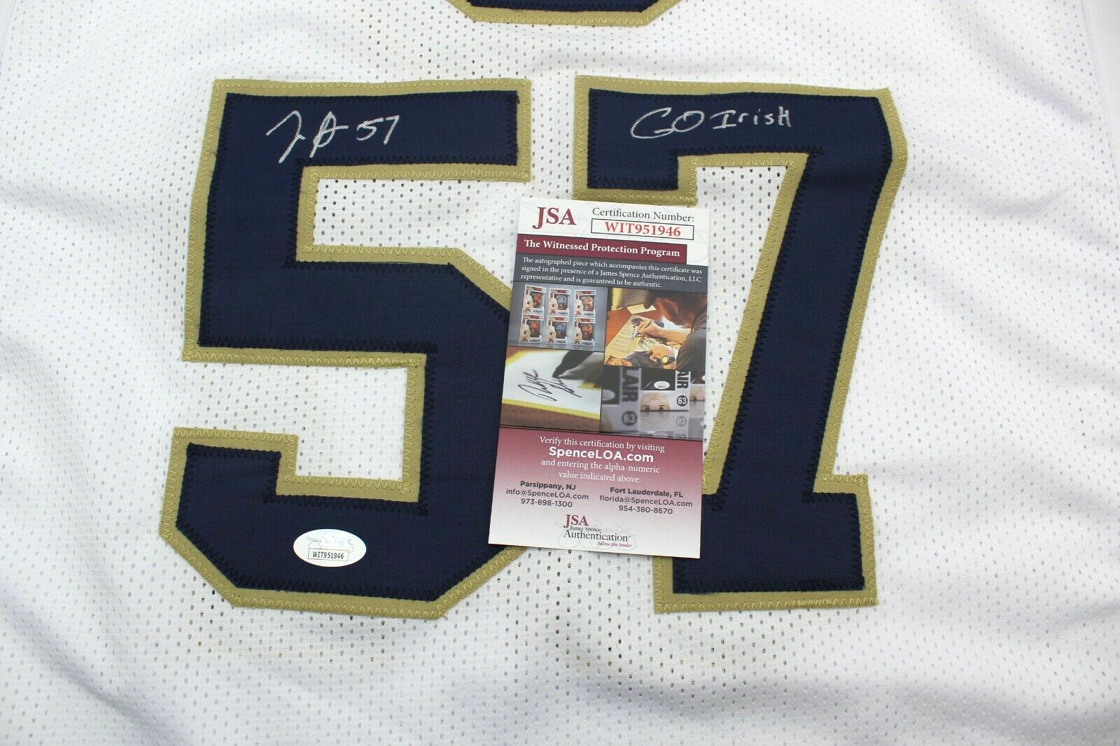 Justin & Jayson Ademilola Dual Signed Custom Notre Dame Jersey w/JSA COA WITNESS