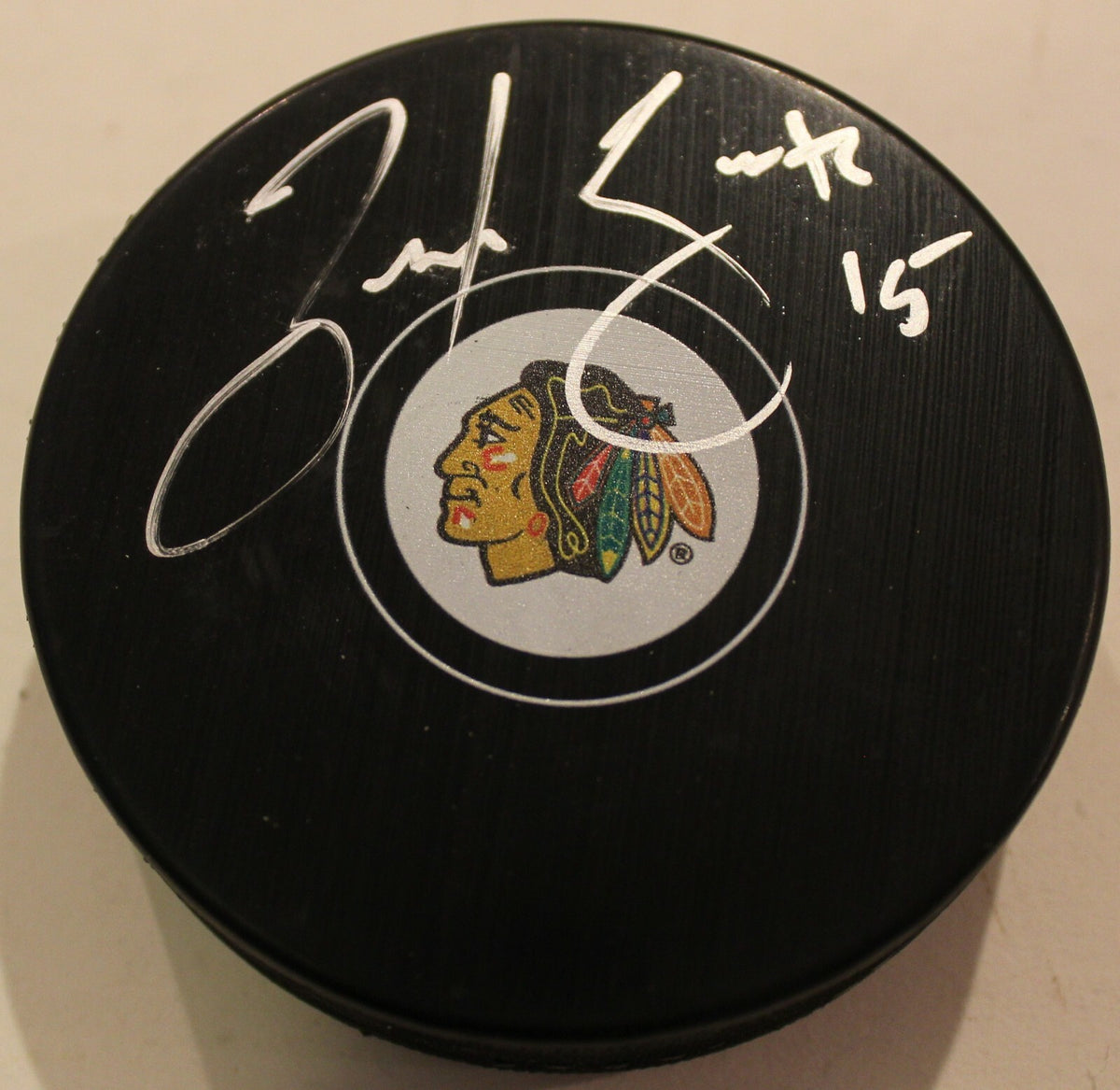 Zack Smith Signed Chicago Blackhawks Logo Autograph Hockey Puck w/COA 