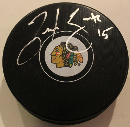 Zack Smith Signed Chicago Blackhawks Logo Autograph Hockey Puck w/COA 