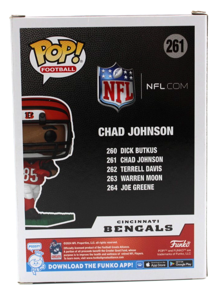 Chad Johnson Signed NFL Cincinnati Bengals Funko Pop 261 w/Beckett COA BU41126