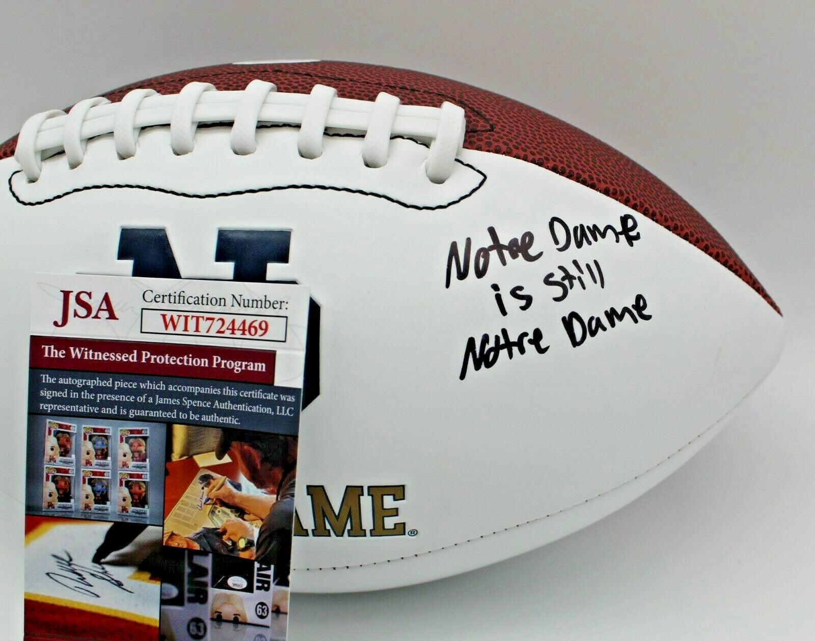 Isaiah Foskey Signed Notre Dame Fighting Irish Logo Football w/JSA COA Witness A