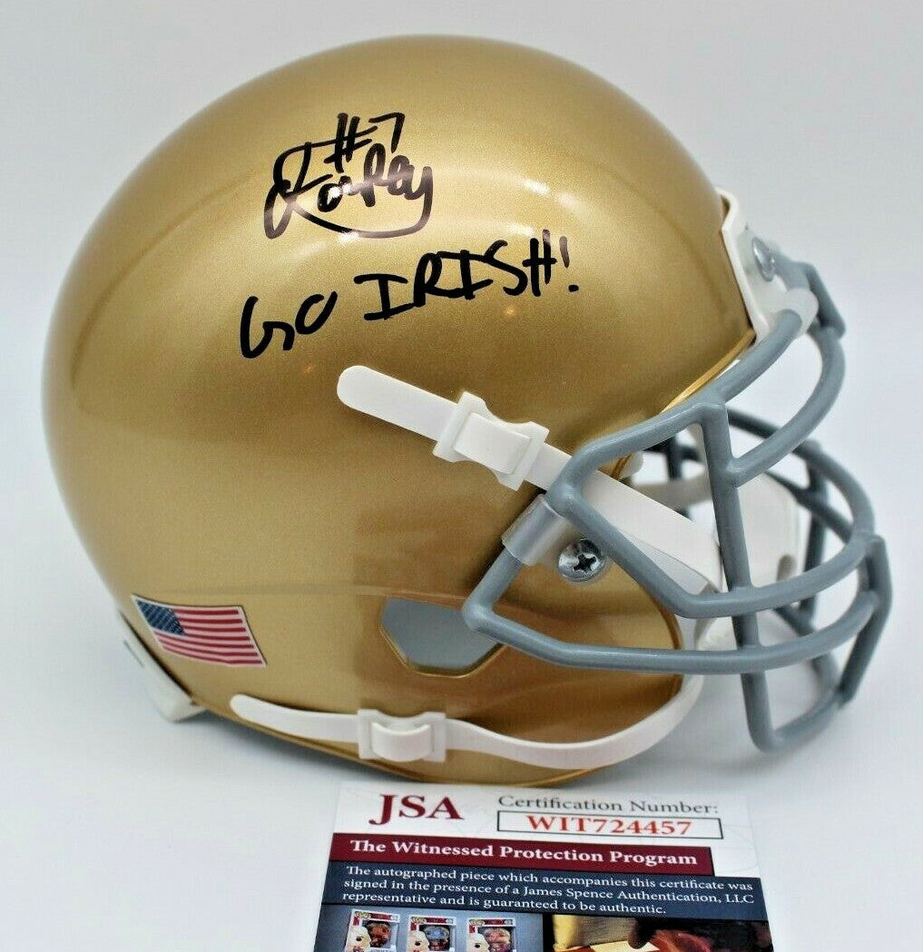 Isaiah Foskey Signed Notre Dame Fighting Irish Mini Helmet w/JSA COA Witness 