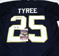 Chris Tyree Signed Custom Blue Notre Dame Football Jersey w/JSA COA Proof Jet