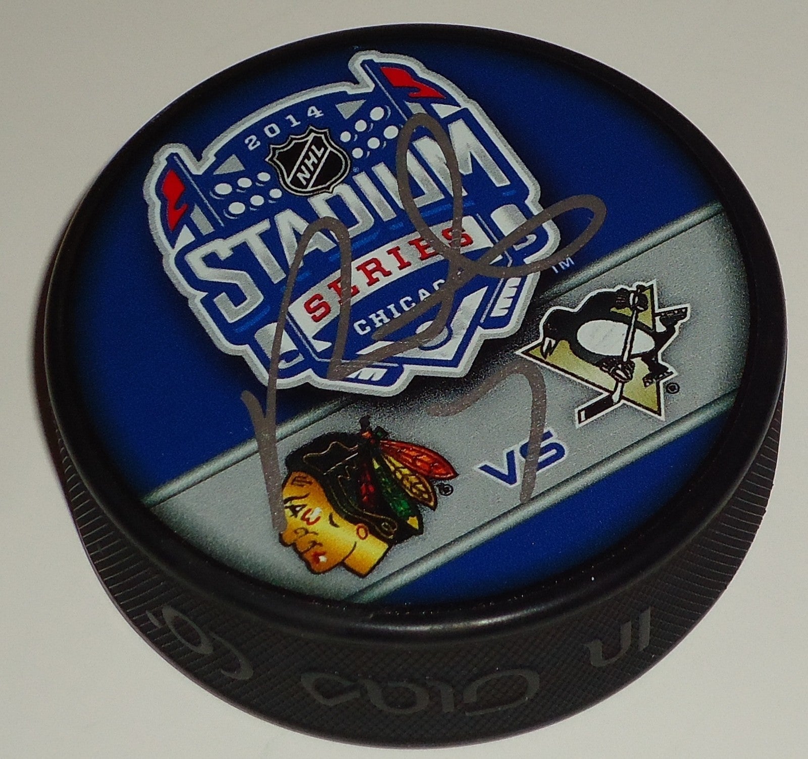 Paul Martin signed Pittsburgh Penguins 2014 Stadium Series puck w/coa