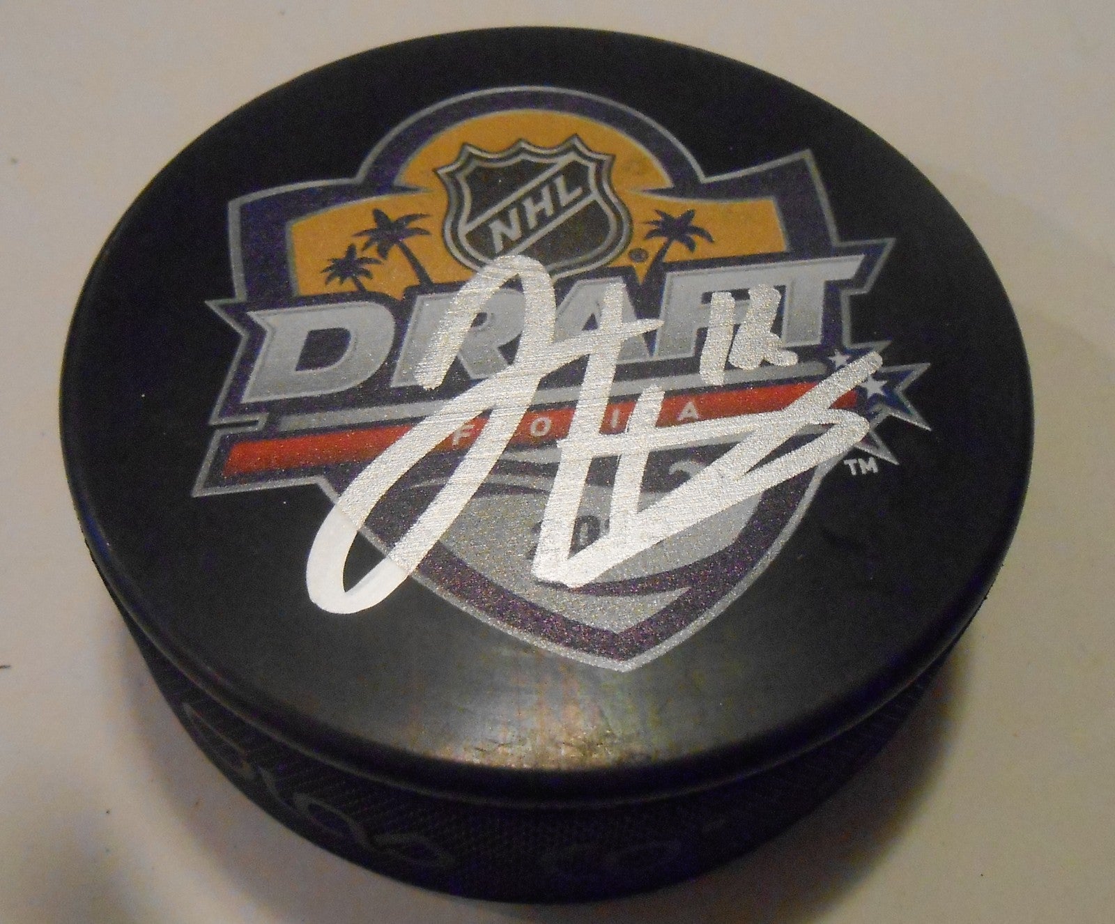 Jansen Harkins Signed 2015 NHL Draft Hockey Puck w/COA Winnipeg Jets