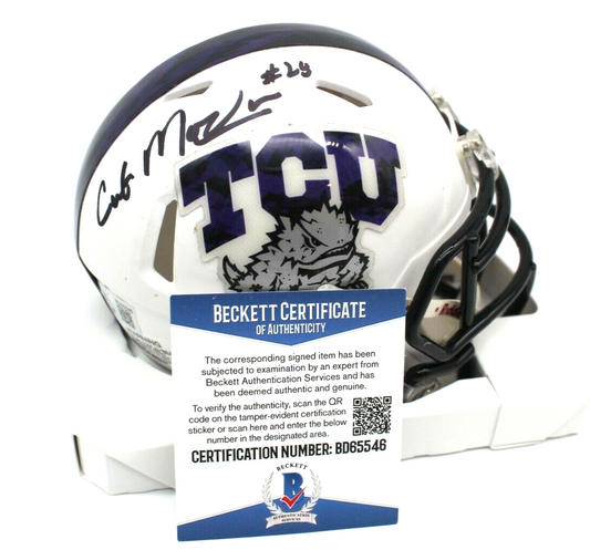 Curtis Modkins Signed TCU Horned Frogs Mini Helmet w/Beckett COA BD65546