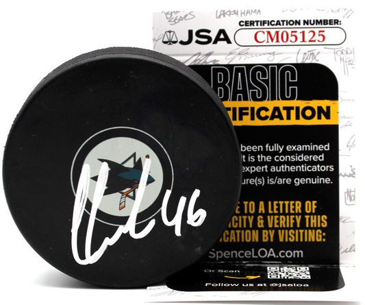 Cam Lund Signed San Jose Sharks Official Hockey Autograph Puck w/JSA COA CM05125