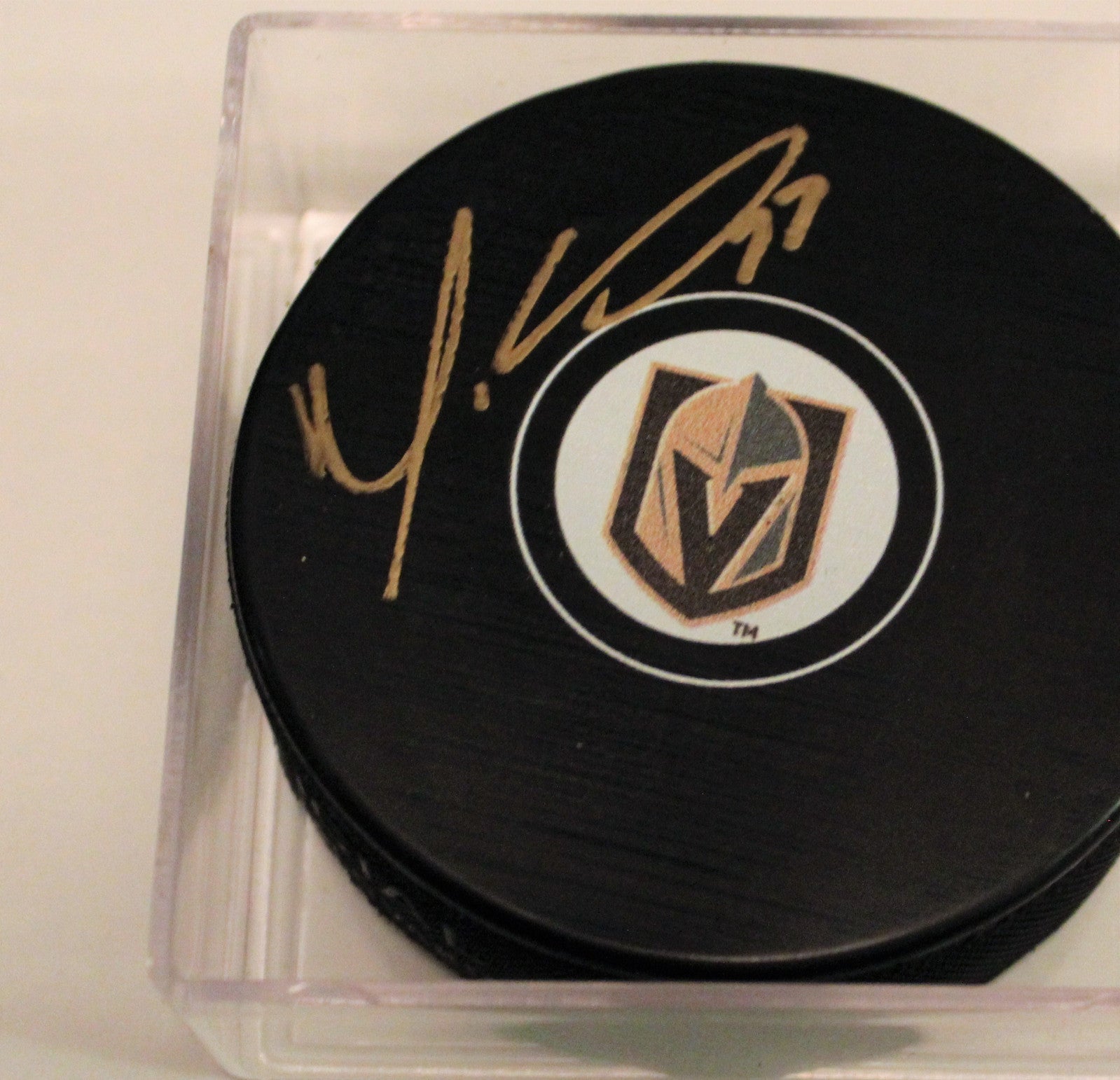 Maxime Lagace Signed 2018 Vegas Golden Knights Autograph Puck w/COA Strong 