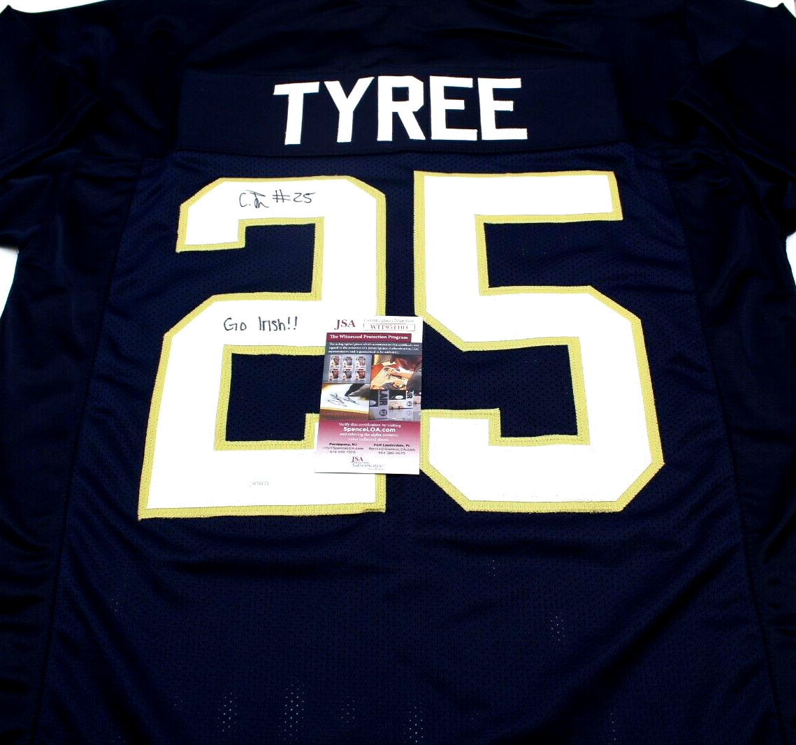 Chris Tyree Signed Custom Blue Notre Dame Football Jersey w/JSA COA Proof