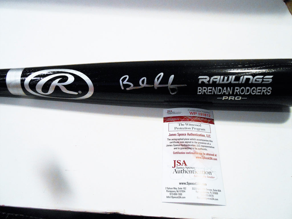 Brendan Rodgers Signed Black Rawlings Pro Bat w/JSA COA Colorado Rockies
