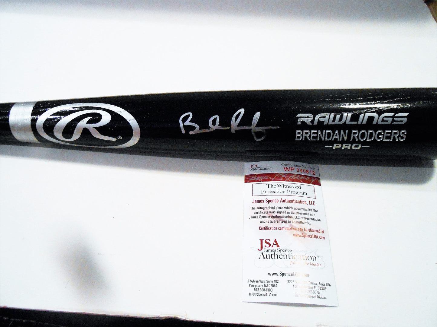 Brendan Rodgers Signed Black Rawlings Pro Bat w/JSA COA Colorado Rockies