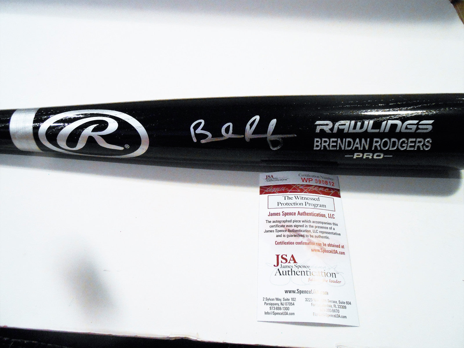 Brendan Rodgers Signed Black Rawlings Pro Bat w/JSA COA Colorado Rockies