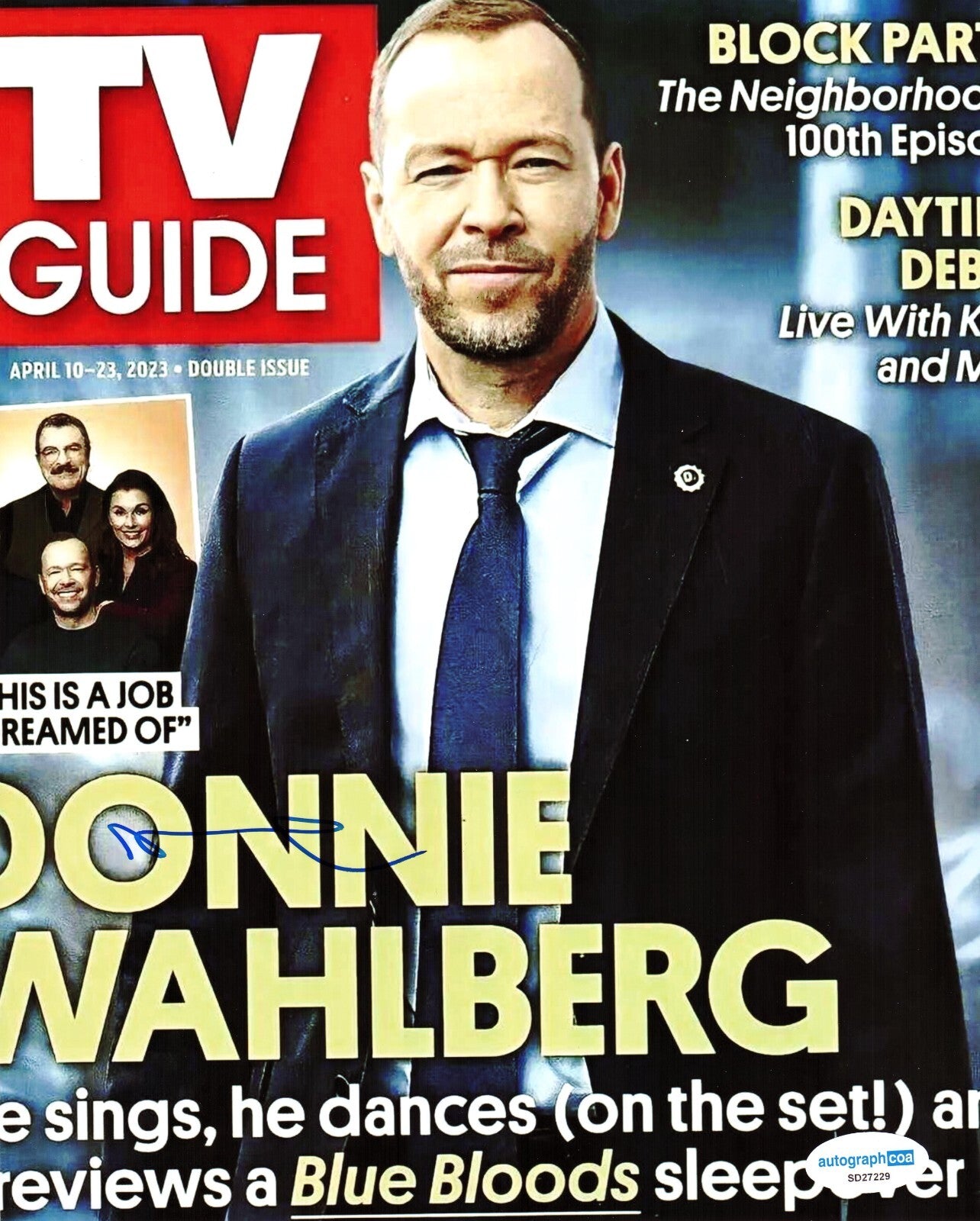 Donnie Wahlberg Signed Blue Bloods Danny Reagan 8x10 Photo w/ACOA SD27229