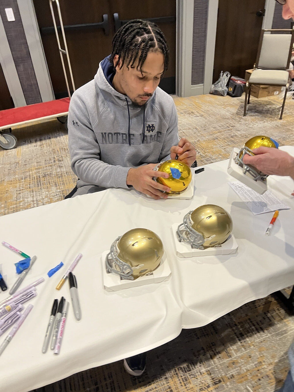 Chris Tyree Signed Notre Dame Fighting Irish Mini Football Helmet w/JSA COA