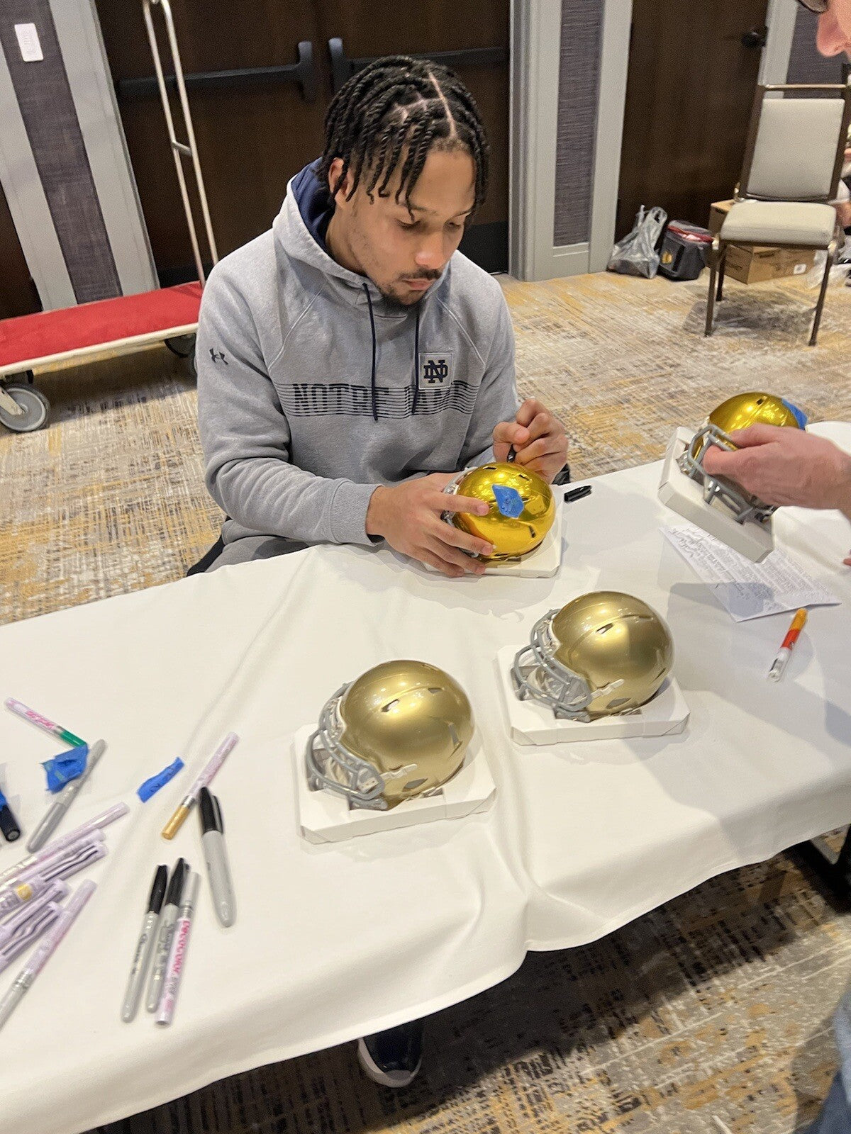 Chris Tyree Signed Notre Dame Fighting Irish Mini Football Helmet w/JSA COA