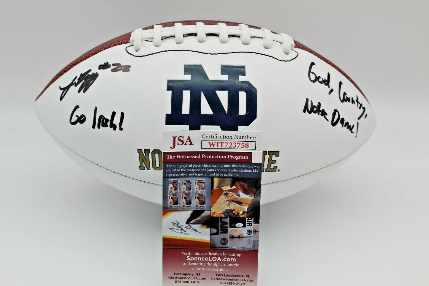 Logan Diggs Signed Notre Dame Fighting Irish Logo Football w/JSA COA Witness