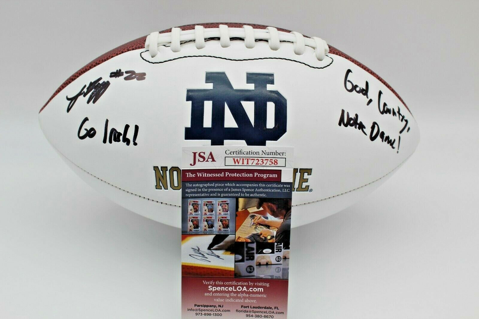 Logan Diggs Signed Notre Dame Fighting Irish Logo Football w/JSA COA Witness