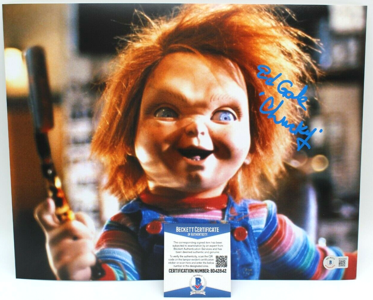 Ed Gale Signed Child's Play Movie Chucky 11x14 Photo w/Beckett COA BD42842