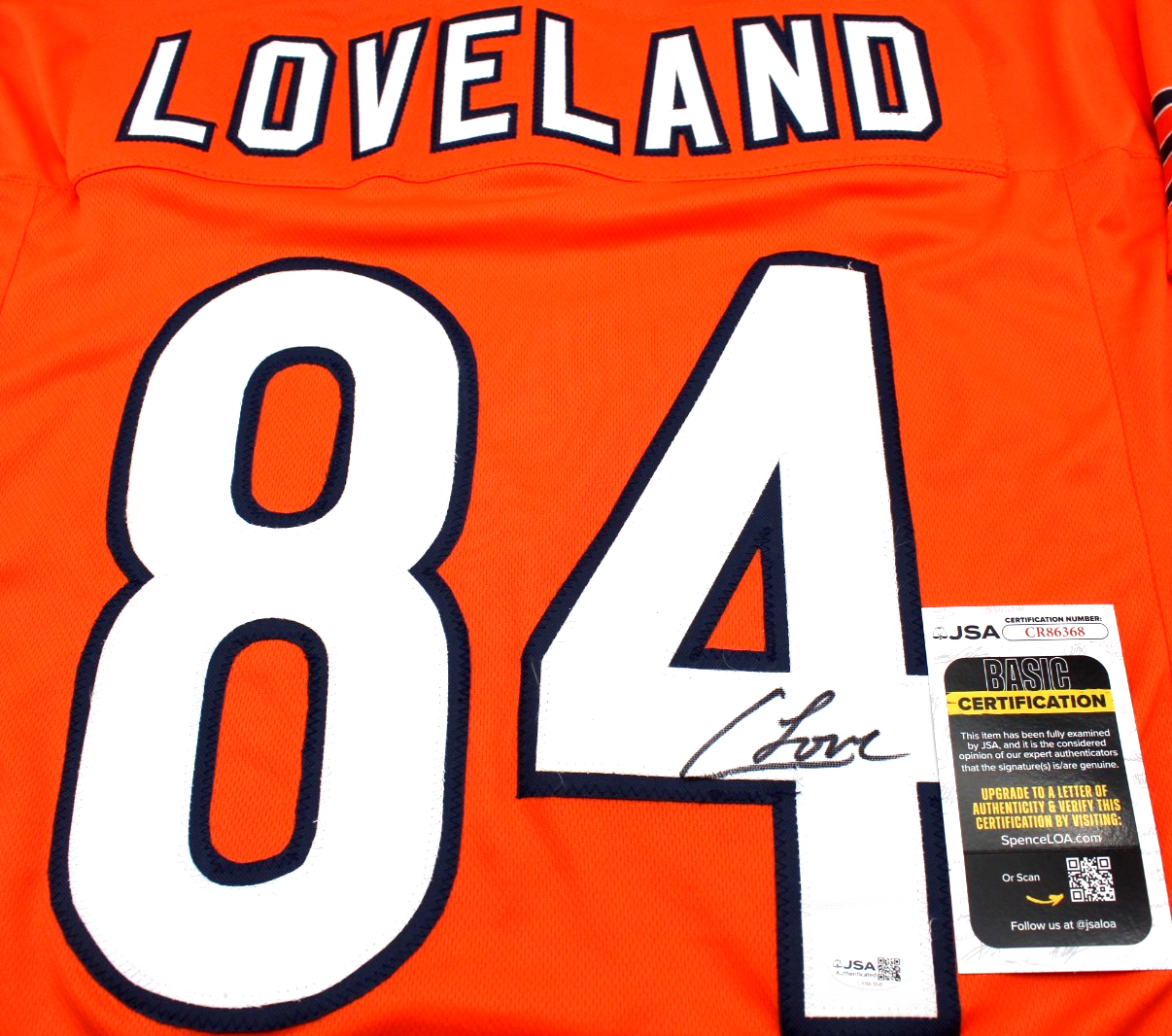 Colston Loveland Signed Chicago Bears Custom Football Jersey w/JSA COA CR86368