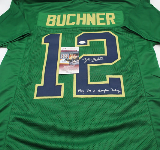 Tyler Buchner Signed Custom Notre Dame Green Jersey w/JSA COA Witness PLACT