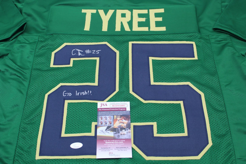 Chris Tyree Signed Custom Green Notre Dame Football Jersey w/JSA COA Proof Irish