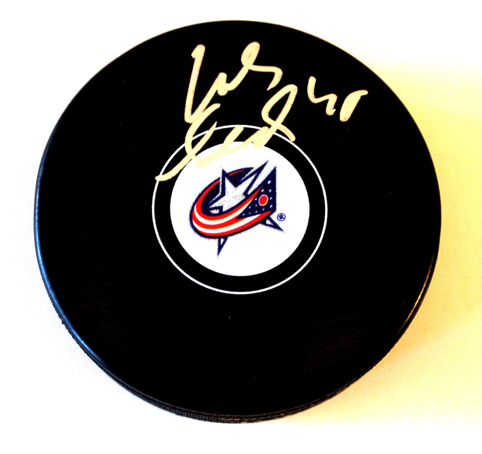 Lukas Sedlak Signed 2017 Columbus Blue Jackets Autograph Puck w/COA 