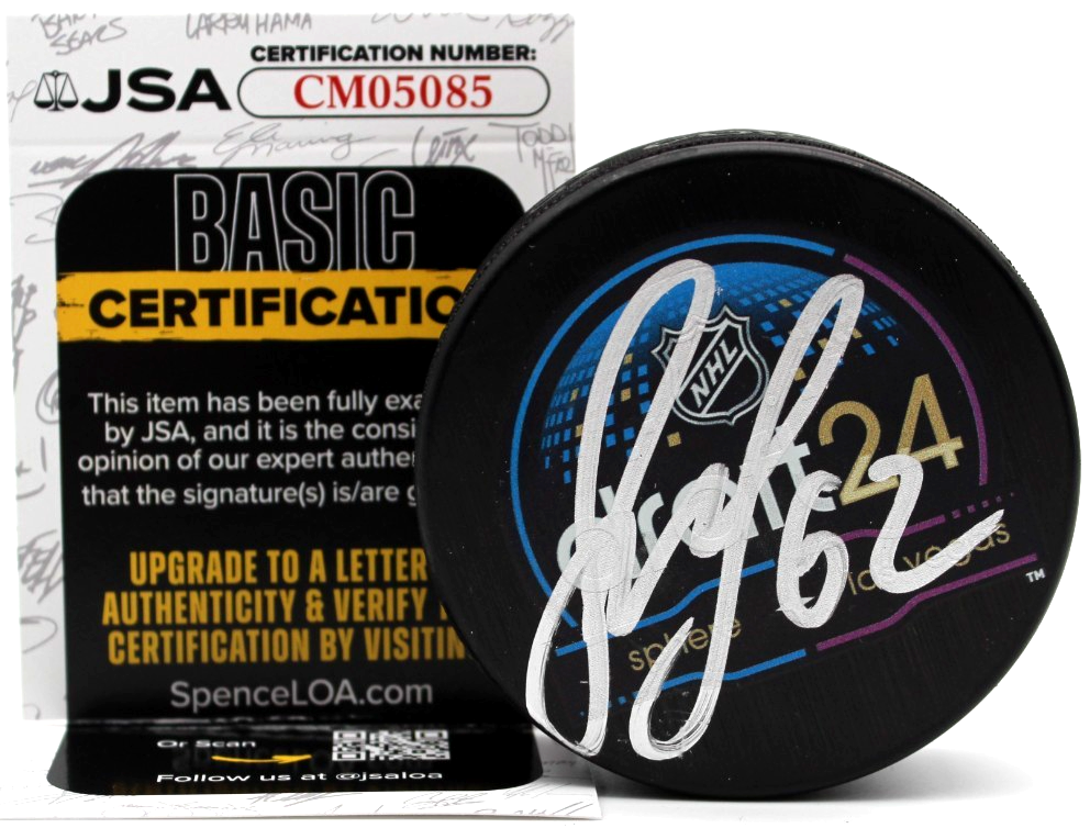 Ilya Protas Signed 2024 NHL Draft Capitals Hockey Puck w/JSA COA CM05085