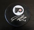 Nolan Patrick Signed Philadelphia Flyers Hockey Puck w/COA #2 Overall Pick B