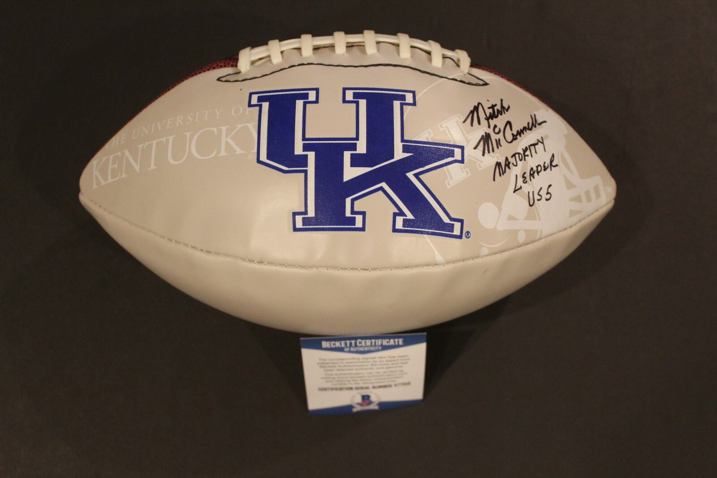 Mitch McConnell Kentucky Wildcats Signed Logo Football W/Beckett COA Senate