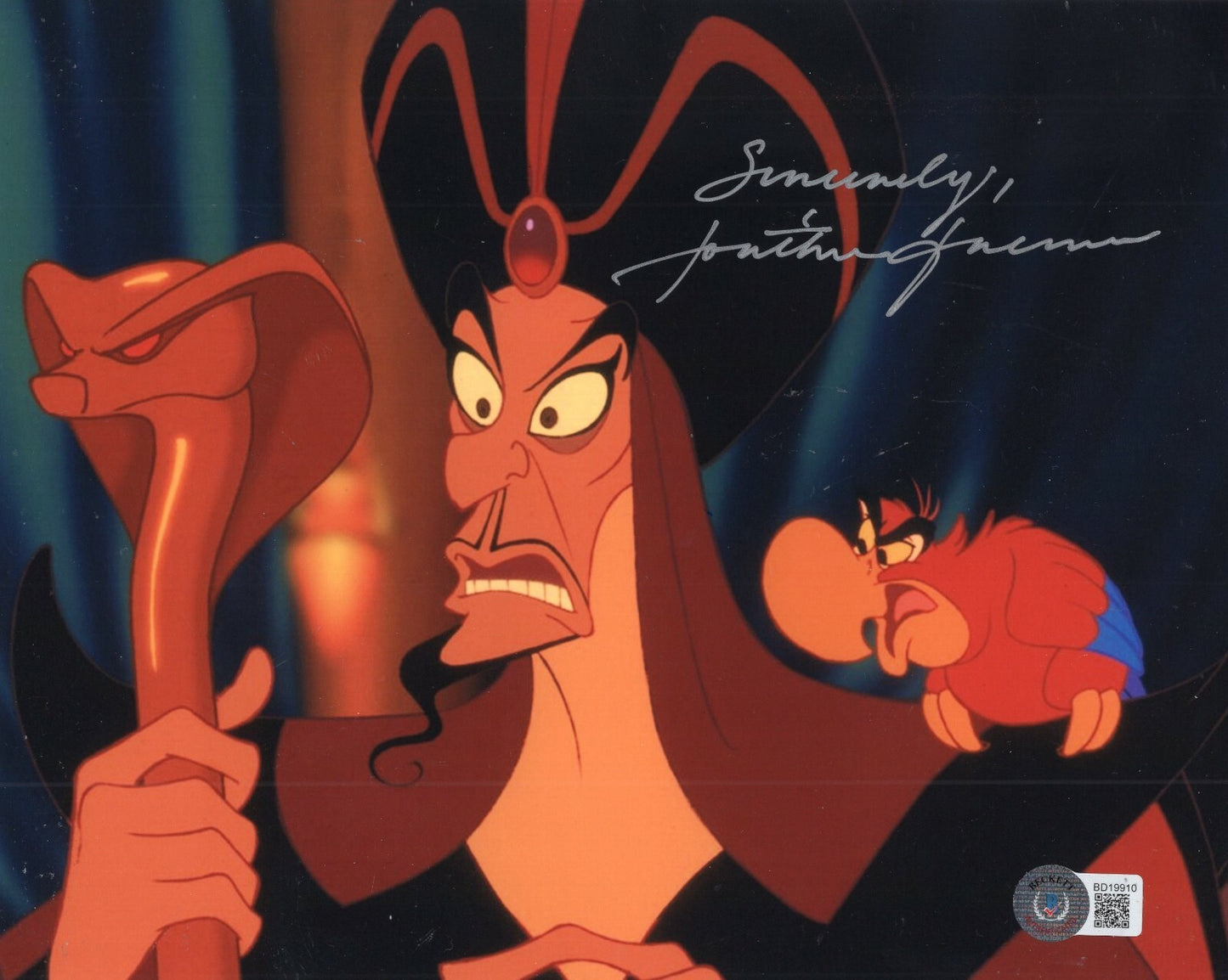 Jonathan Freeman Signed Aladdin Jafar Movie 8x10 Photo w/Beckett COA BD19910