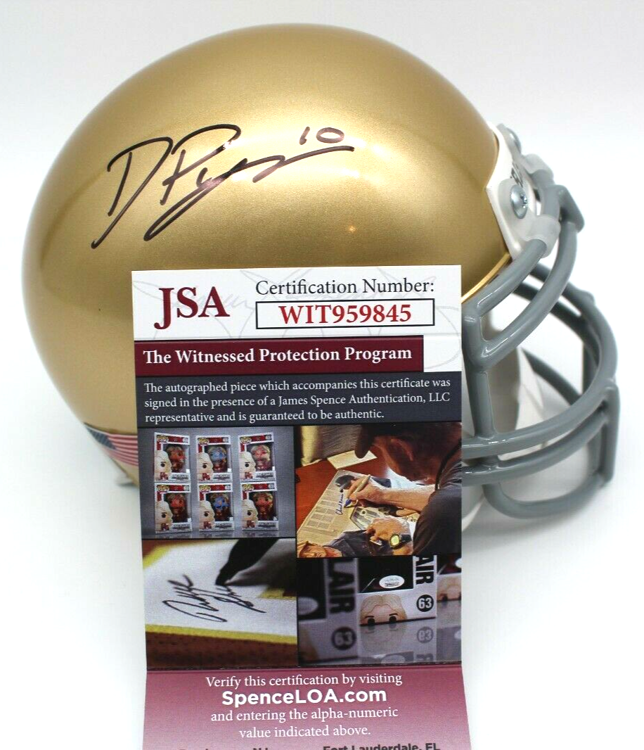 Drew Pyne Signed Notre Dame Fighting Irish Mini Football Helmet w/JSA COA