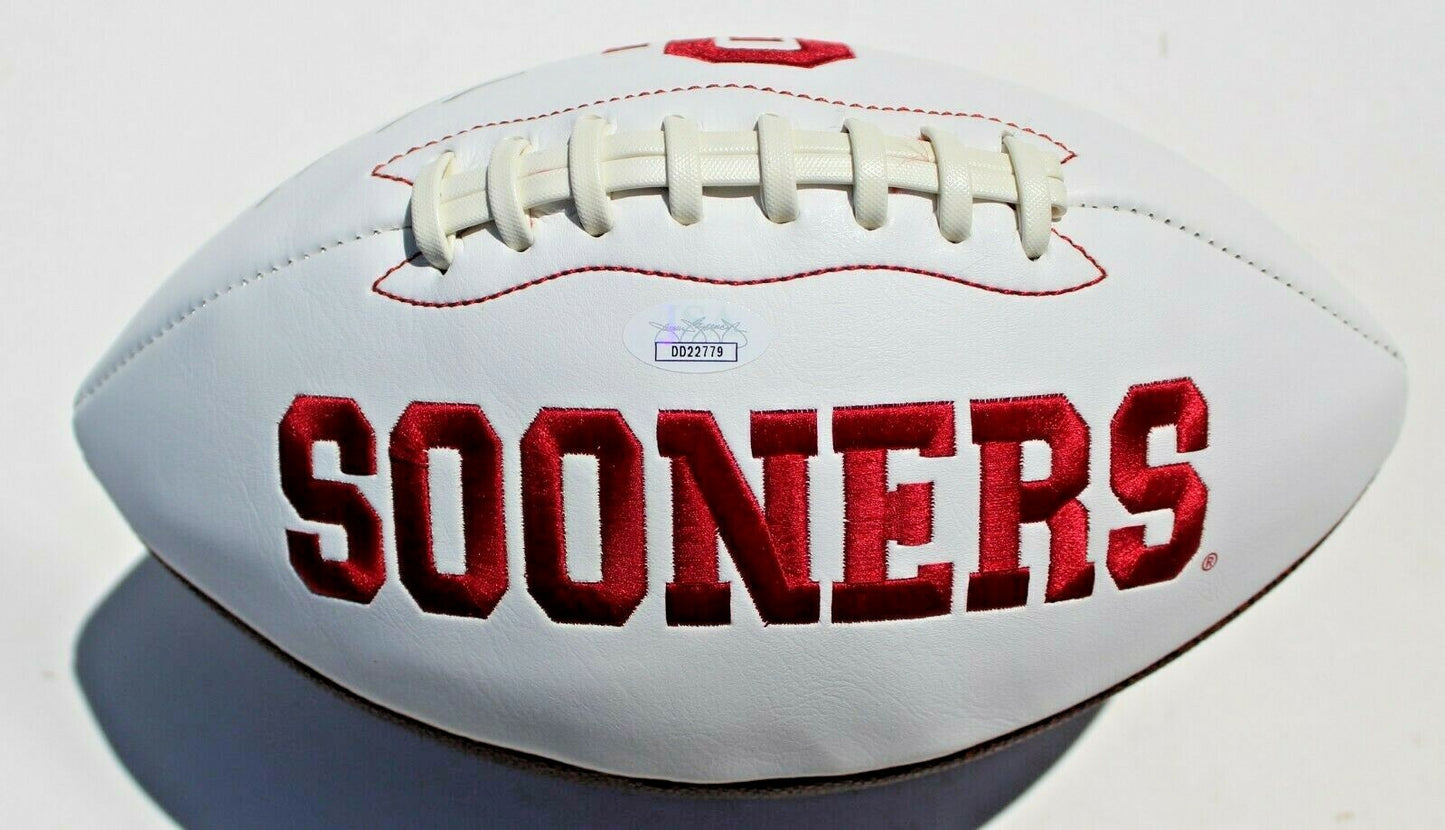 Jadon Haselwood Signed Oklahoma Sooners Logo Football w/JSA COA DD22779 C