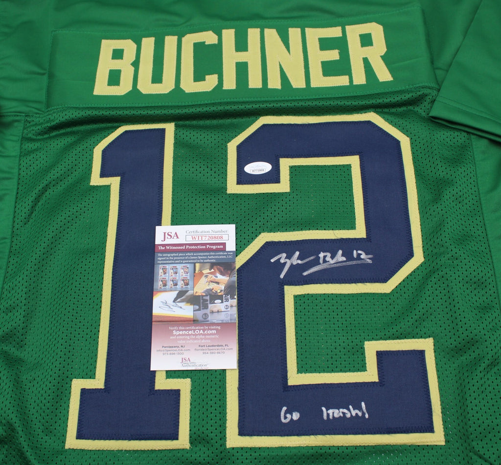 Tyler Buchner Signed Custom Notre Dame Green Jersey w/JSA COA Witness Go Irish!